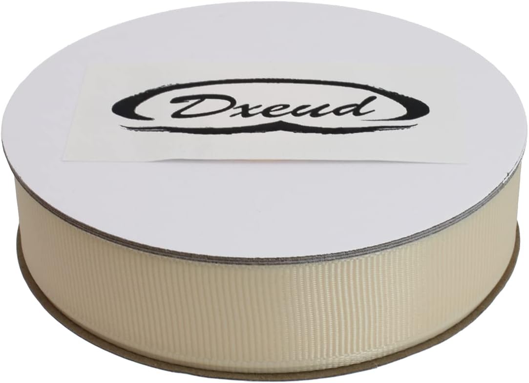 Solid Grosgrain Ribbon 25 Yard Each Roll 100% Polyester Woven Edge (1", Beige)