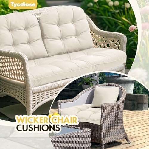 All Weather Outdoor Wicker Chair Cushions of 3 Pieces, Waterproof Outdoor - Image 6