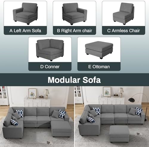 Legend Vansen Oversized Modular Sectional Sofa, U/L‑Shaped Reversible Couch - Image 5