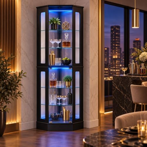 kepptory 72" Tall Corner Display Cabinet - Image 3