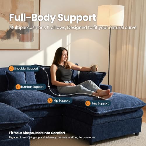 108'' U Shaped Cloud Couch, 3-Seater Sofa - Image 4