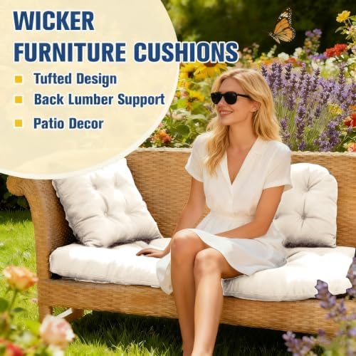Wicker Furniture Cushions Outdoor, Patio Seat Chair Pads, Waterproof - Image 3