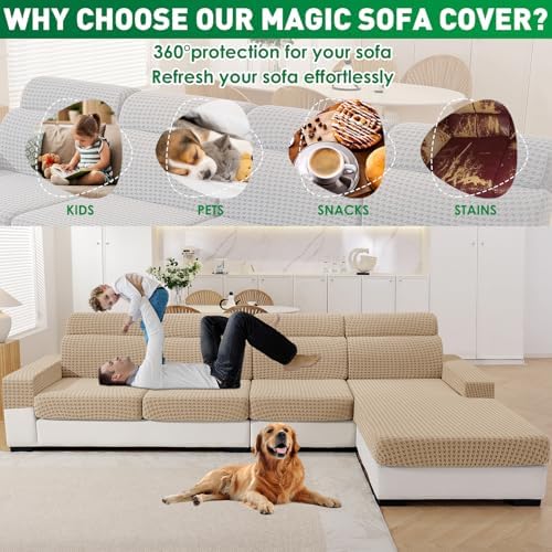 MAXIJIN Couch Cushion Covers for Sectional Sofa, Stretch Sofa Cushion Cover - Image 6