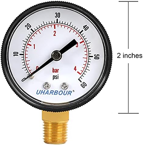 Uharbour Pool Pressure Gauge 0-60 Psi/kpa, 1/4" NPT Lower Mount - Image 3