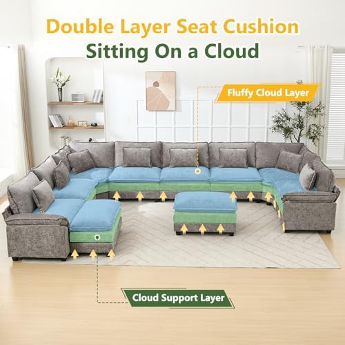 Oversized Modular Sectional Sofa Set, Convertible Deep Seat Cloud Couch - Image 3