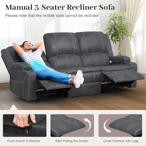 3+1+1 Seater Reclining Sofa Set, Reclining Couch Wall Hugger - Image 4