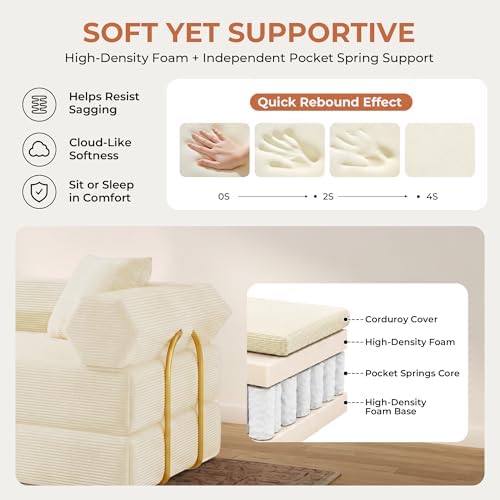 79" Convertible Futon Sofa Bed, Boneless Couch - Image 4