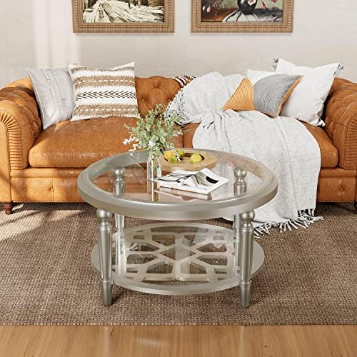 COSIEST Glass Coffee Table, 2-Tier Glass Top, Simple & Modern Center Table - Image 4
