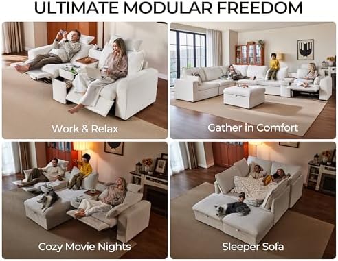 134" Modular Power Reclining Couch 6 Seater L-Shaped - Image 3