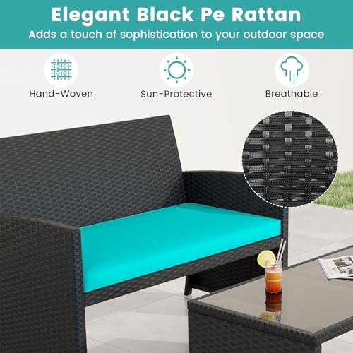 Tangkula 8 Pieces Patio Wicker Furniture Set, Outdoor Heavy Duty Rattan - Image 6