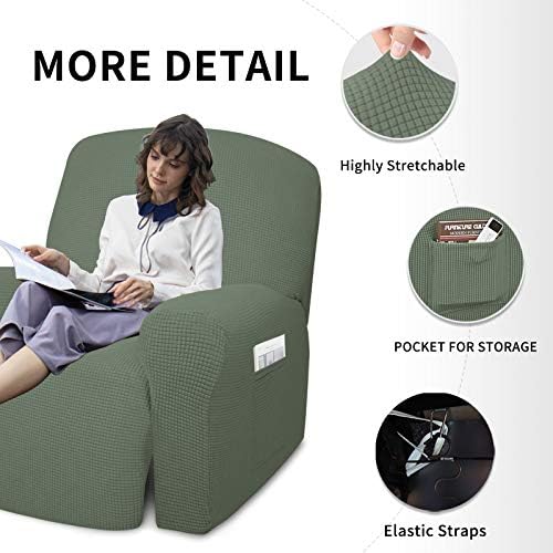 Easy-Going 4 Pieces Oversized Recliner Stretch Sofa Slipcover Sofa Cover - Image 4