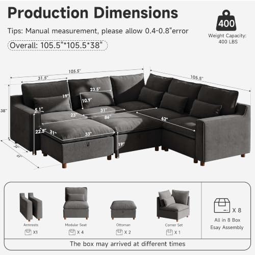 Ihanherry 134" Oversized Modular Sectional Sofa - Image 2