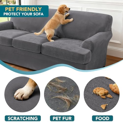 Turquoize T Cushion Sofa Slipcover 3 Piece Sofa Covers - Image 5
