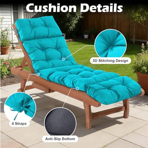 IASEAHK 2 Pcs Chaise Lounge Cushions Outdoor, Waterproof & Fade Resistant Patio - Image 5