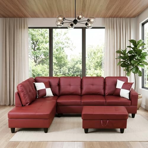 Faux Leather Sectional Couches for Living Room by Topcomfy
