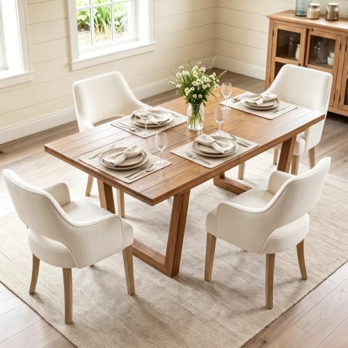 Linen Upholstered Dining Chairs Set of 4 by DMFurniture