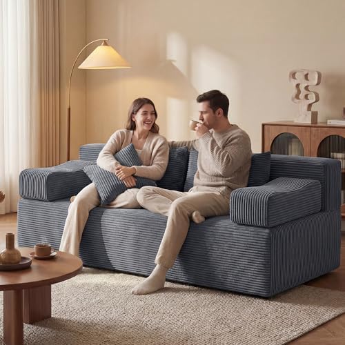 MONVANE 70" Modular Sectional Sofa, Boneless Loveseat, Charcoal Grey - Image 3