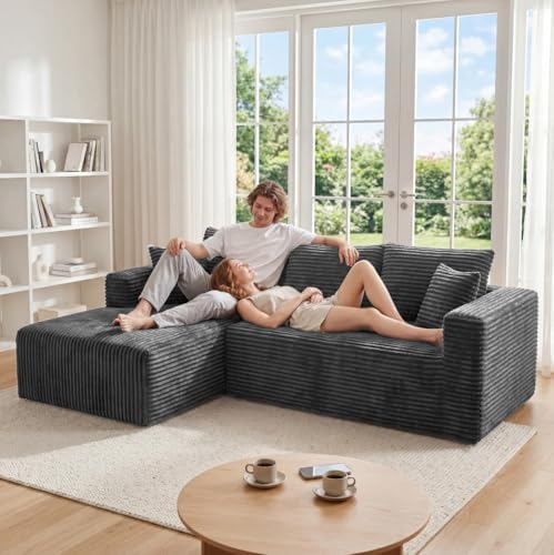 92.5" Modualr Sectional Sofa, L-Shaped Corduroy Cloud Couch - Image 3