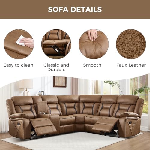 EBELLO Manual Reclining Sectional Sofa - Image 6