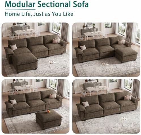 108" Modular Sectional Couch, L Shaped Cloud Sofa - Image 6