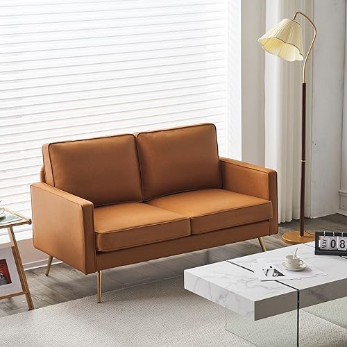 VINGLI 56" Modern PU Leather Loveseat, Small Sofa Couch Deep Seat - Image 2