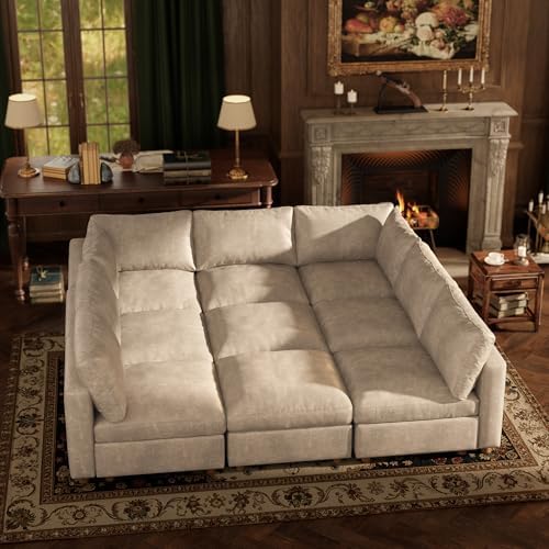 99'' Faux Leather Modular Sectional Sofa Bed Sleeper by Quenvo