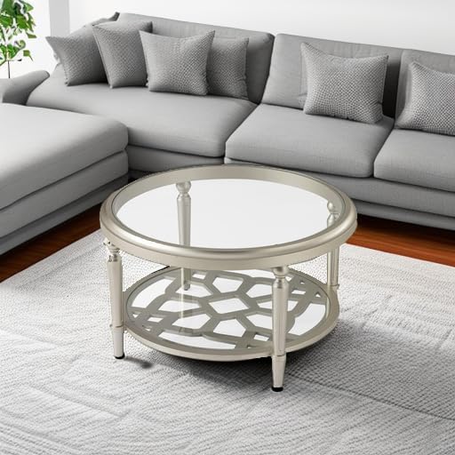 COSIEST Glass Coffee Table, 2-Tier Glass Top, Simple & Modern Center Table - Image 6