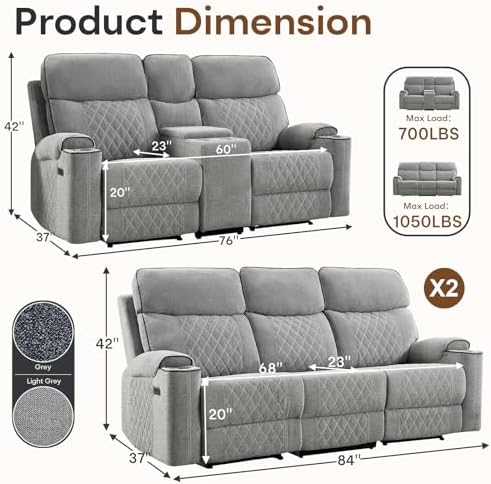 HAOMARKETS 3-Piece Power Recliner Sofa Set - Image 2