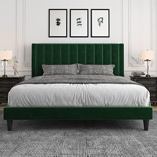 Allewie King Bed Frame/Velvet Upholstered Bed Frame by Allewie