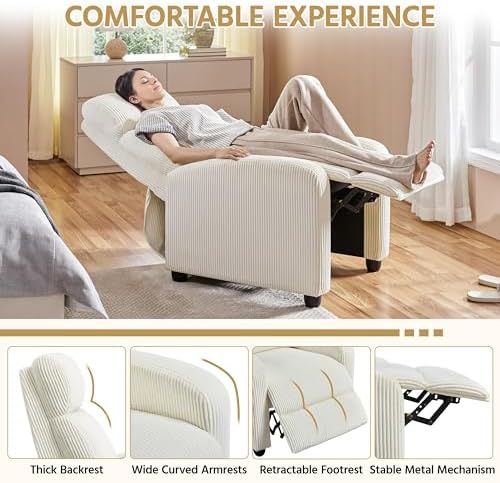 Yaheetech Recliner Chair with 3 Adjustable Angles Living Room Chairs Beige - Image 5