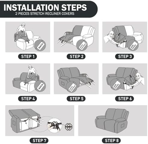 4 Pieces Stretch Recliner Loveseat Covers - Image 6