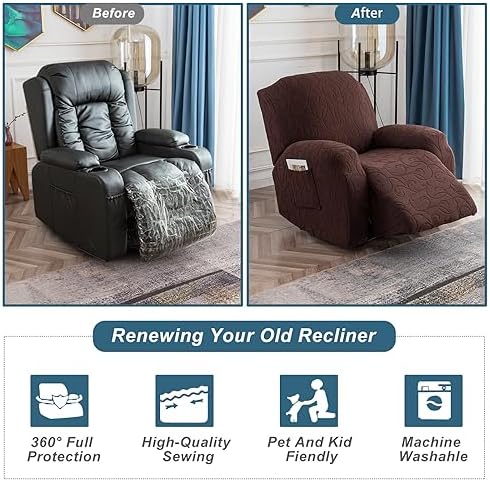 4 Pieces Recliner Cover Stretch Sofa Slipcover, Sofa Couch Cover - Image 4