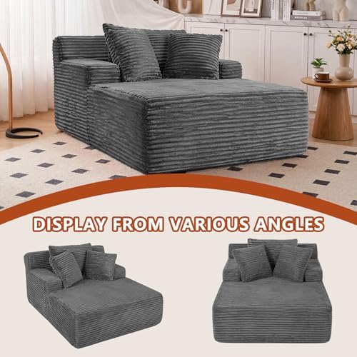 66.5" Oversized Chaise Lounge Chair Indoor, Boneless Sleeper Sofa Bed - Image 7