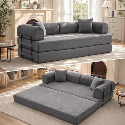 IDEALHOUSE 79" Convertible Futon Sofa Bed, Boneless Couch by IDEALHOUSE