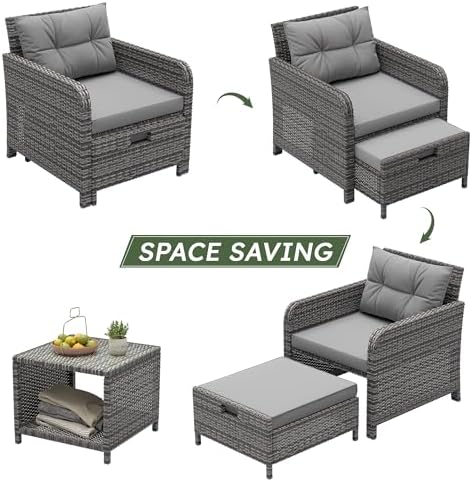 LHBcraft 5 Piece Patio Furniture Set, PE Wicker Outdoor Furniture Set - Image 4