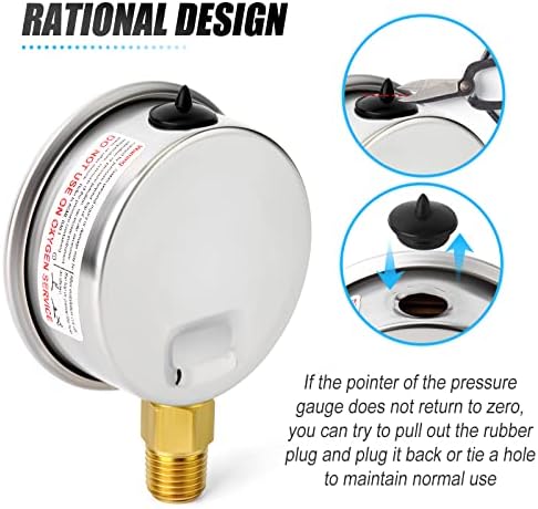 MEANLIN MEASURE -30inHG~0Psi Stainless Steel 1/4" NPT 2.5" FACE DIAL Vacuum - Image 6