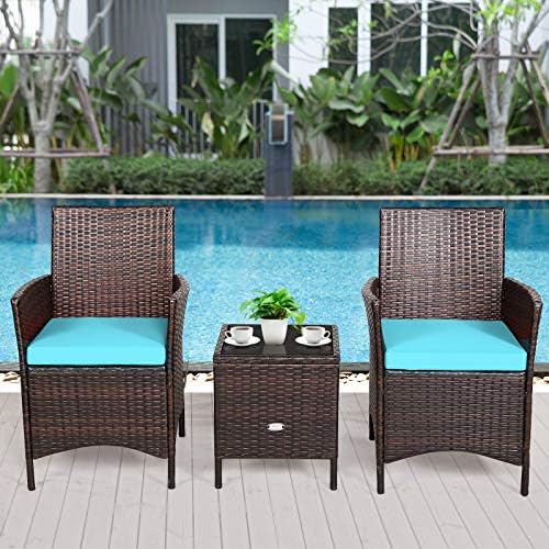 Tangkula 3-Piece Patio Conversation Set, Wicker Chairs - Image 3