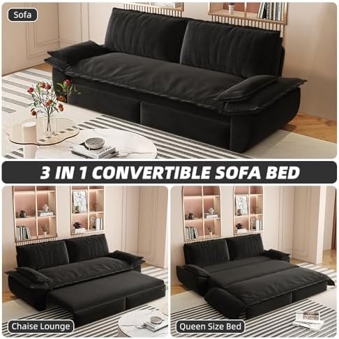 KEIKI 73.2" Queen Sleeper Sofa Bed, 3-in-1 Convertible Pull Out Couch - Image 3