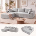 Claiks 94" Boneless Couch, L-Shape Corduroy Modular Sectional Sofa Deep Seat by CLAIKS