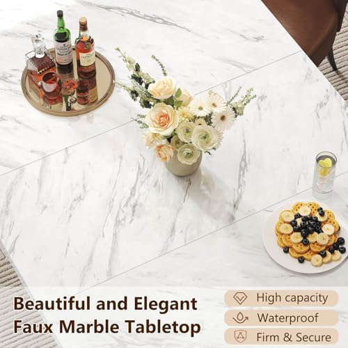 HSH 63" White Faux Marble Dining Table - Image 4