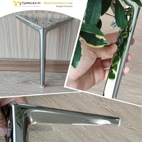 7 inch/18cm Shiny Chrome Metal Furniture Legs Set of 8 - Image 4