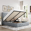 Allewie Queen Size Lift Up Storage Button-Tufted Bed Frame Blue Grey by Allewie