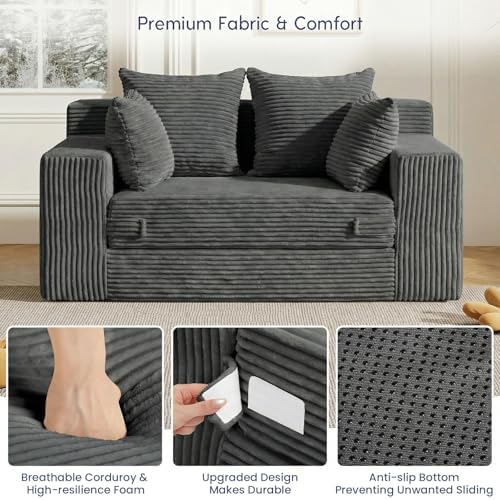 cidludto Boneless Couch Loveseat Sleeper, Convertible Sofa Bed Folding Couch - Image 6