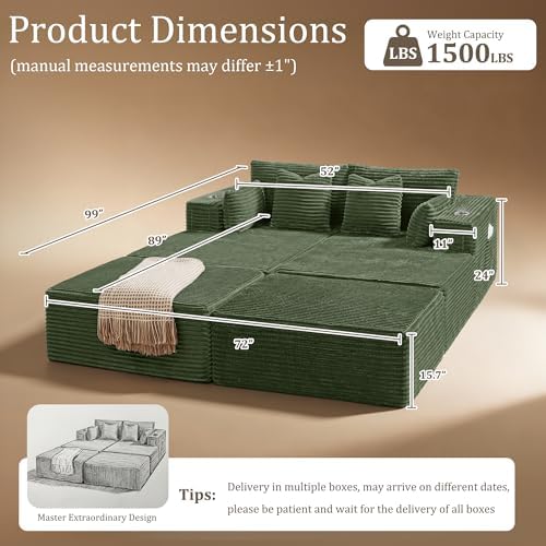 72" Cloud Sectional Couch, Comfort Sleep Sofa - Image 2