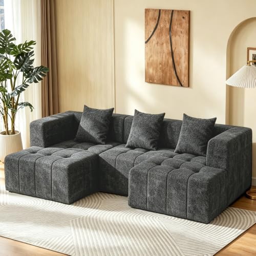 Modular Sectional Sofa with Deep Seat, Boneless Cloud Couch with 2 Movable by Yourspacetransformed