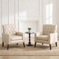 Mid Century Modern Accent Chair Set of 2, Ivory White Faux Leather Office Chair by Abbrevi