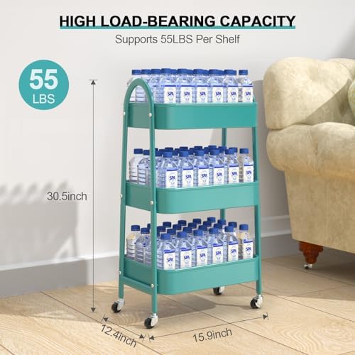 EAGMAK 3 Tier Utility Rolling Cart, Metal Storage Cart - Image 6