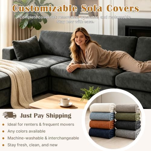 Oversized Modular Sectional Sofa, Dark Grey - Image 6