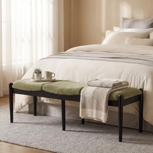 DUOMAY 55'' Modern Ottoman Bench, Chenille Upholstered Entryway Bench Bedroom - Image 5