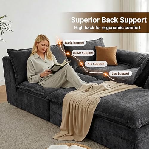 Claiks 123" Modular Boneless Couch, L Shaped Couch - Image 4